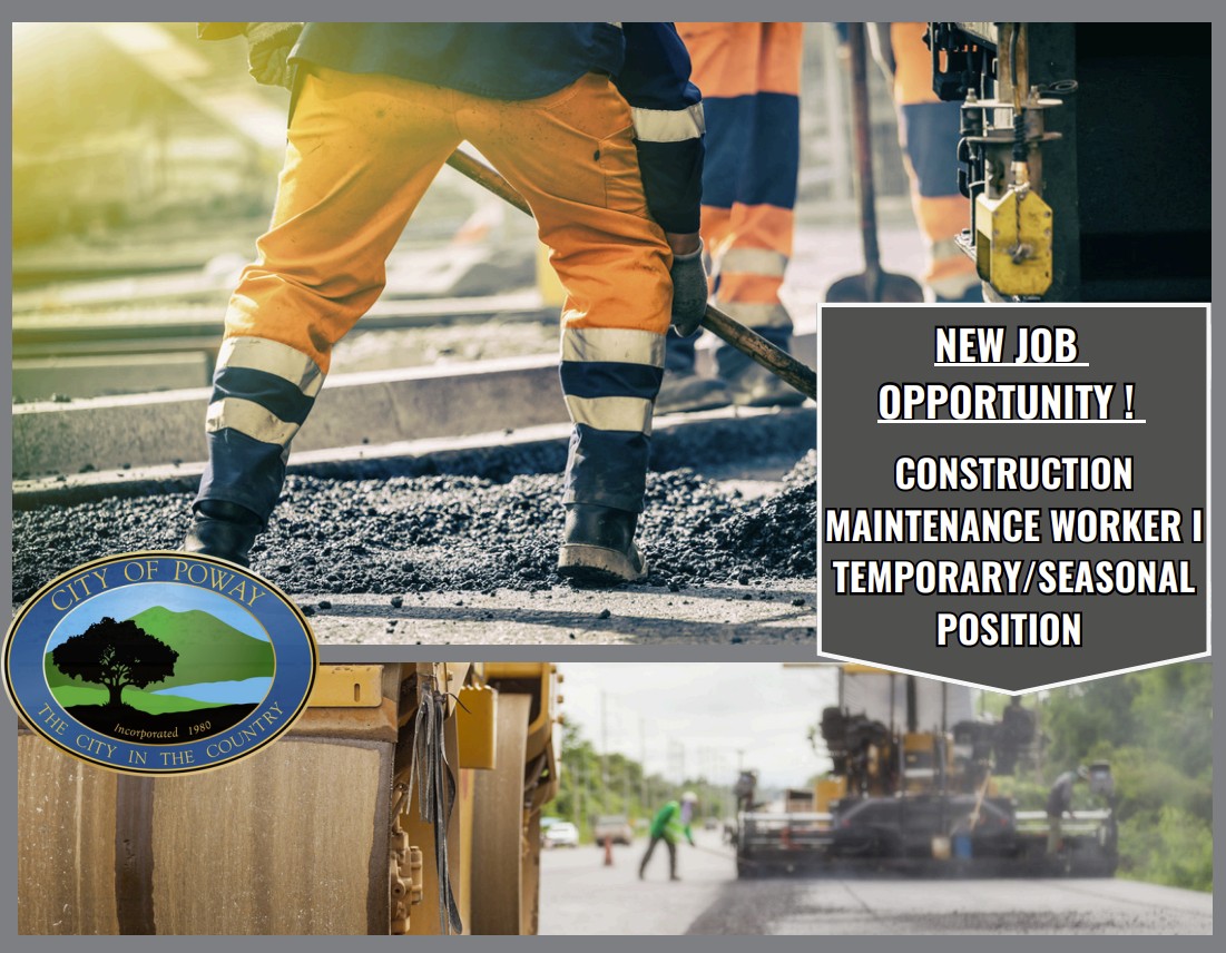 The Public Works department is searching for full-time, temporary employees to help complete our annual Asphalt Maintenance Program, which runs from mid-January to the end of July.