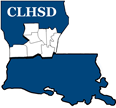 Map of Louisiana highlighting the CLHSD area in blue, with the rest of the state in white.