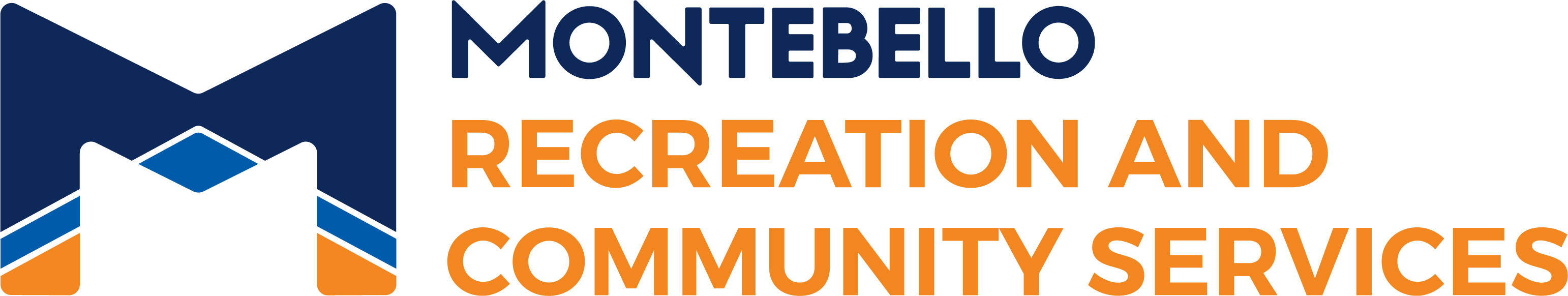 Logo for Montebello Recreation and Community Services featuring a stylized